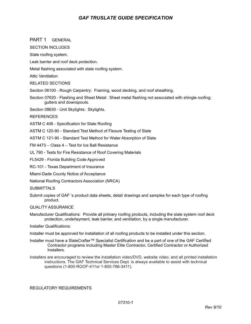 Gaf Truslate Guide Specification