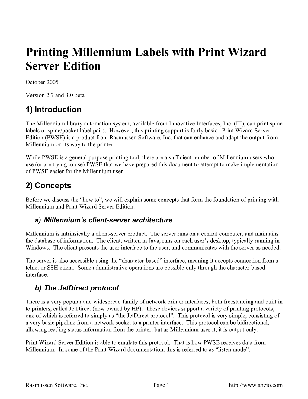 Printing Millennium Labels with Print Wizard Server Edition