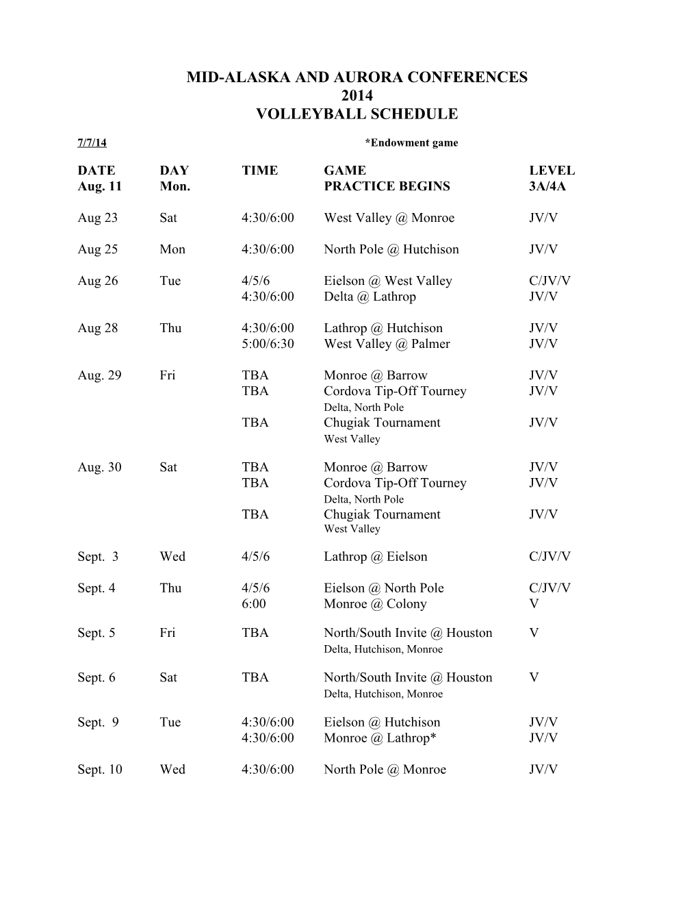 Mid-Alaska and Aurora Conferences