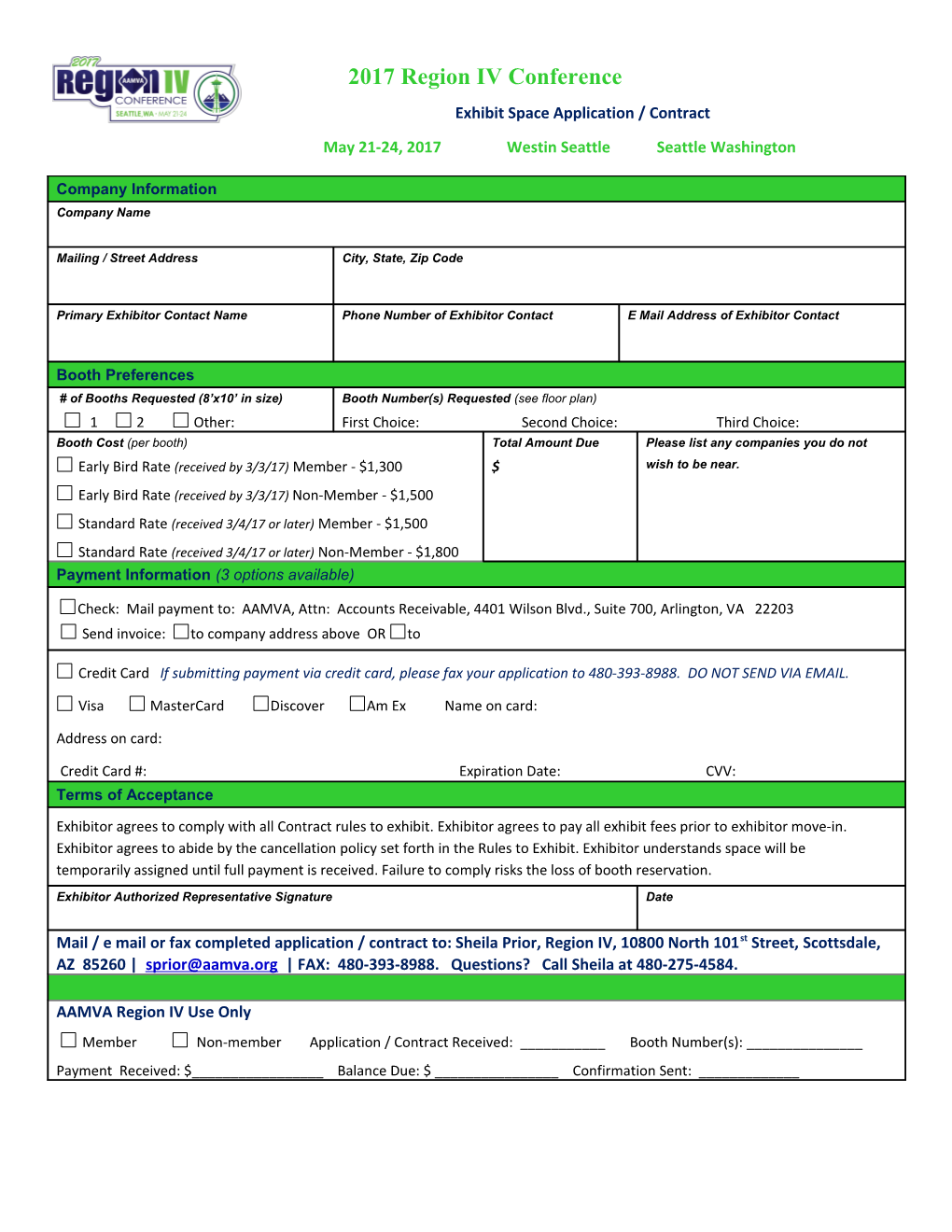 Exhibit Space Application / Contract