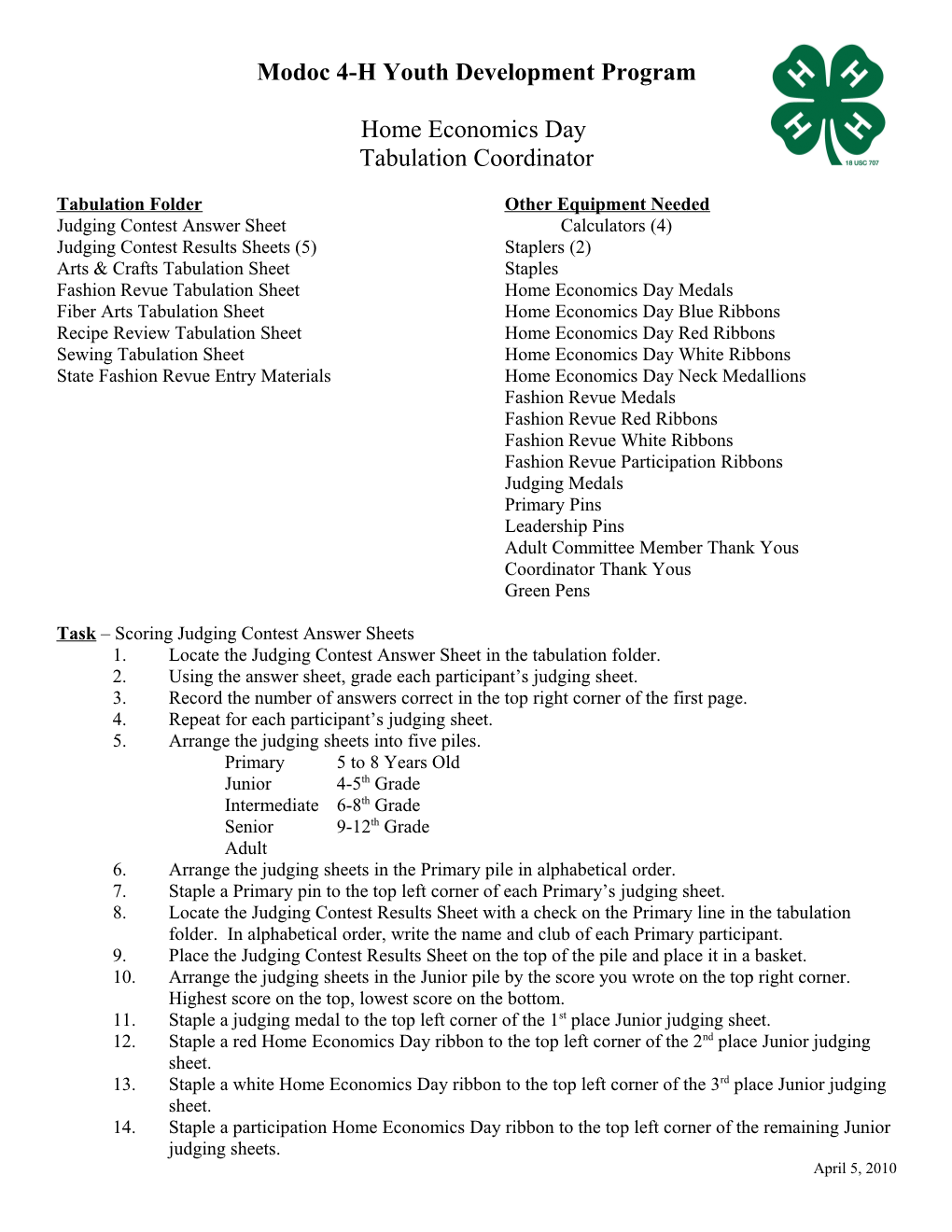 Modoc 4-H Youth Development Program