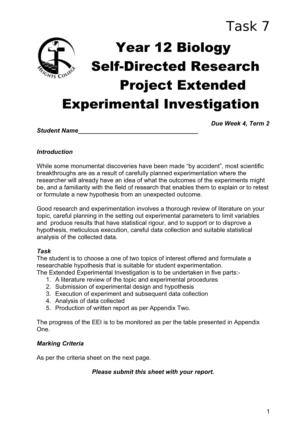 11 Biology Extended Experimental Investigation