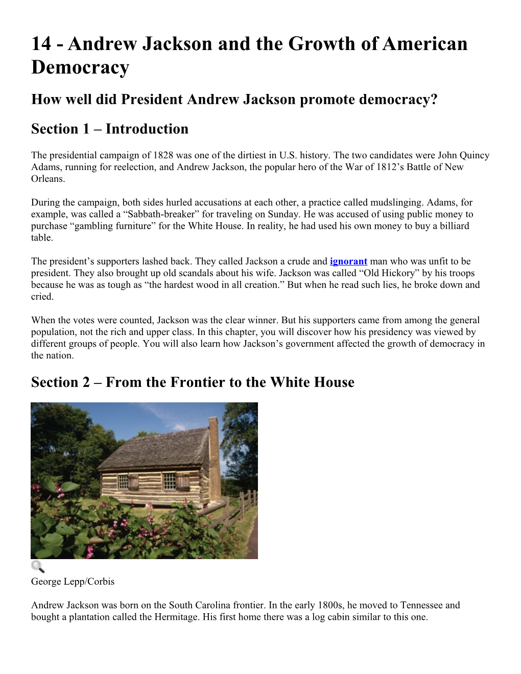 14 - Andrew Jackson and the Growth of American Democracy