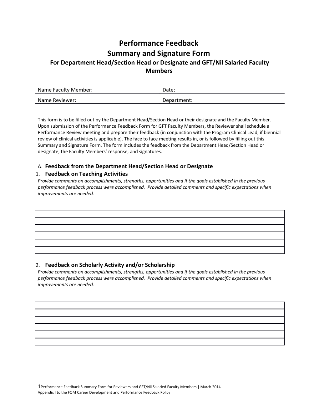 Summary and Signature Form