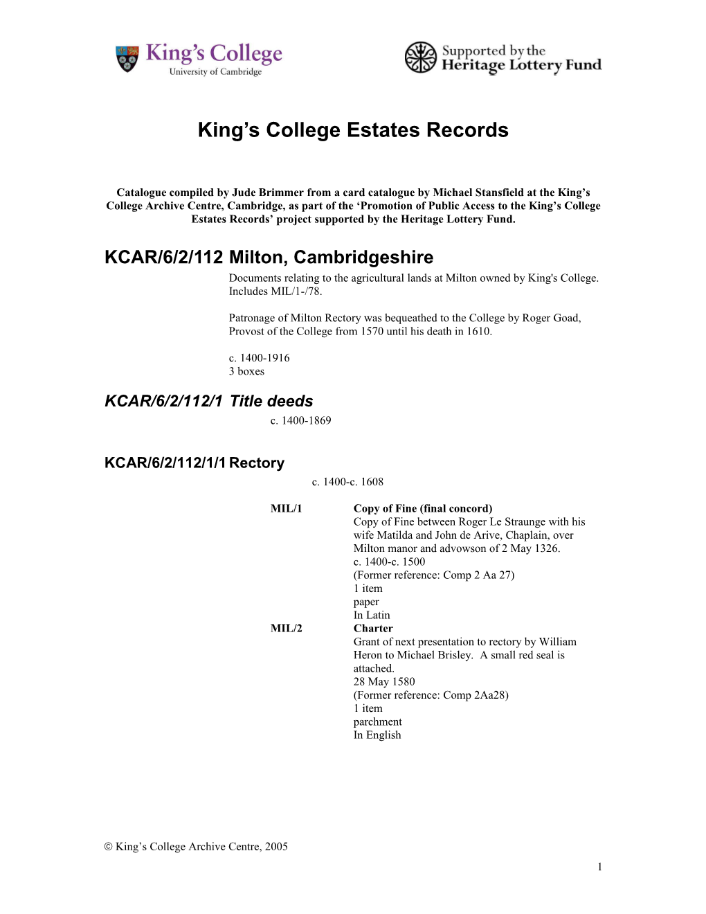 King S College Estates Records s3