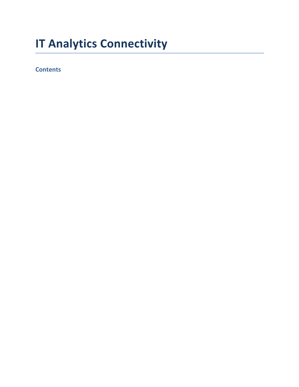 IT Analytics Connectivity