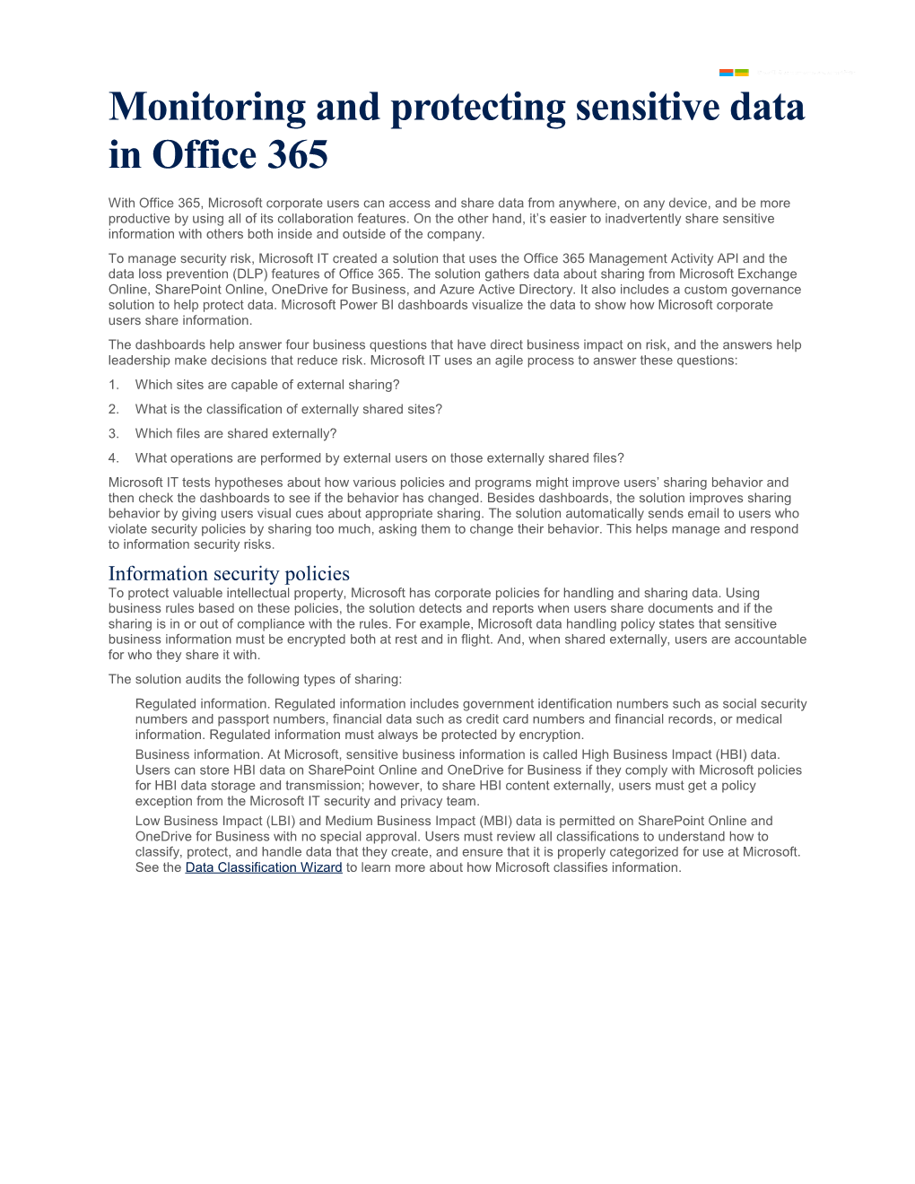 Monitoring and Protecting Sensitive Data in Office 365