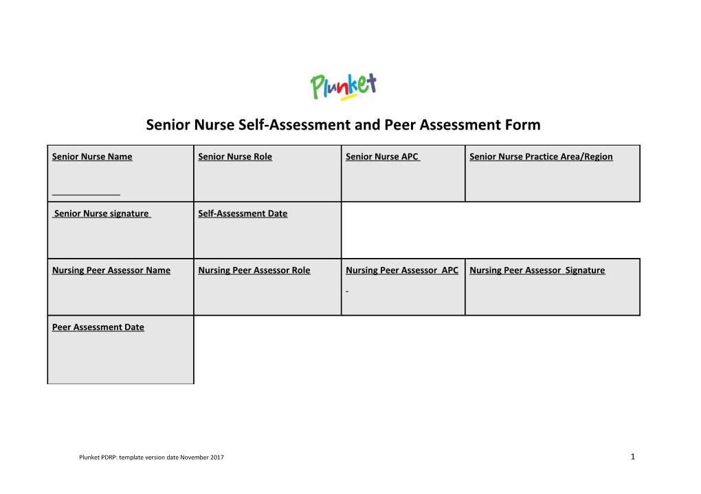 Senior Nurseself-Assessment and Peer Assessment Form