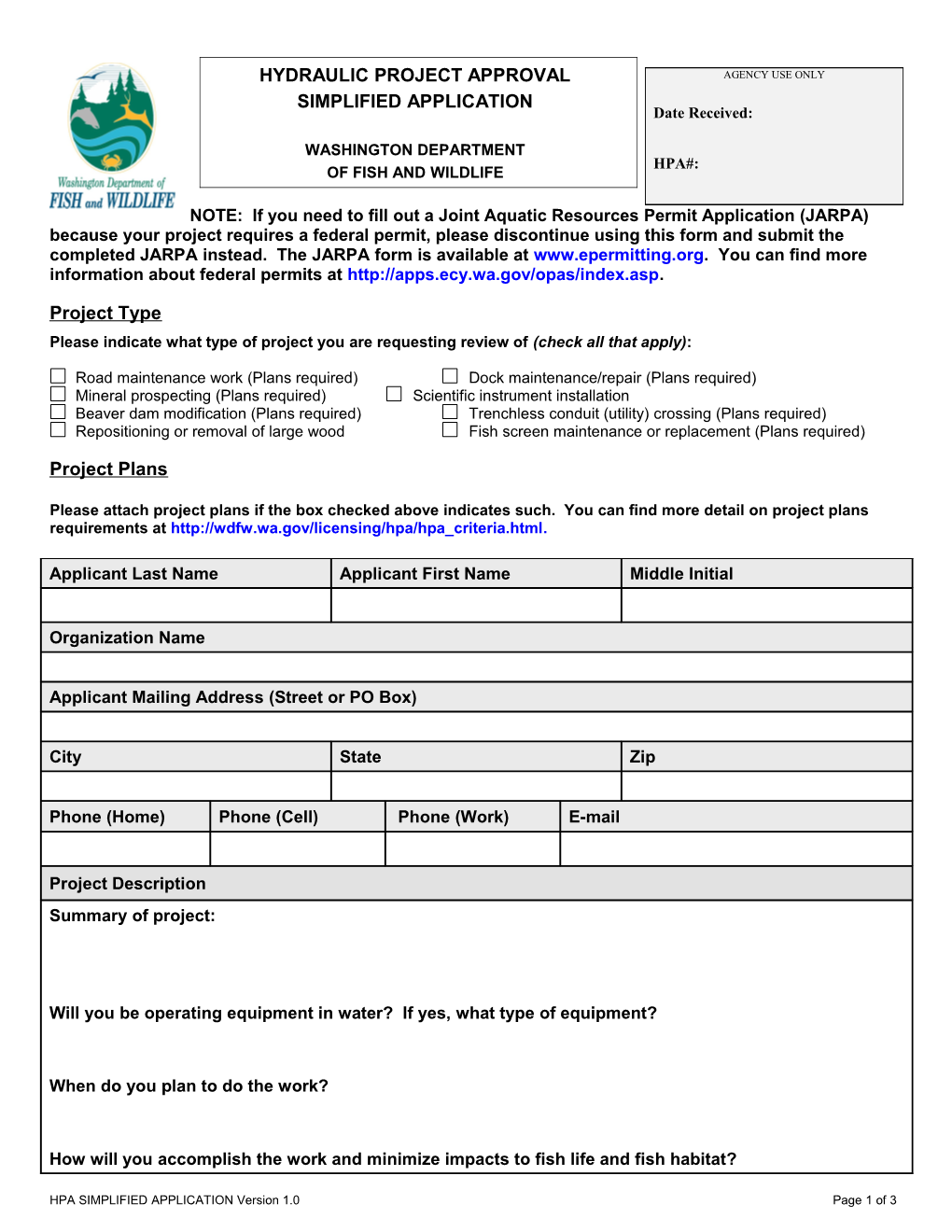 Road Maintenance Work (Plans Required) Dock Maintenance/Repair (Plans Required)