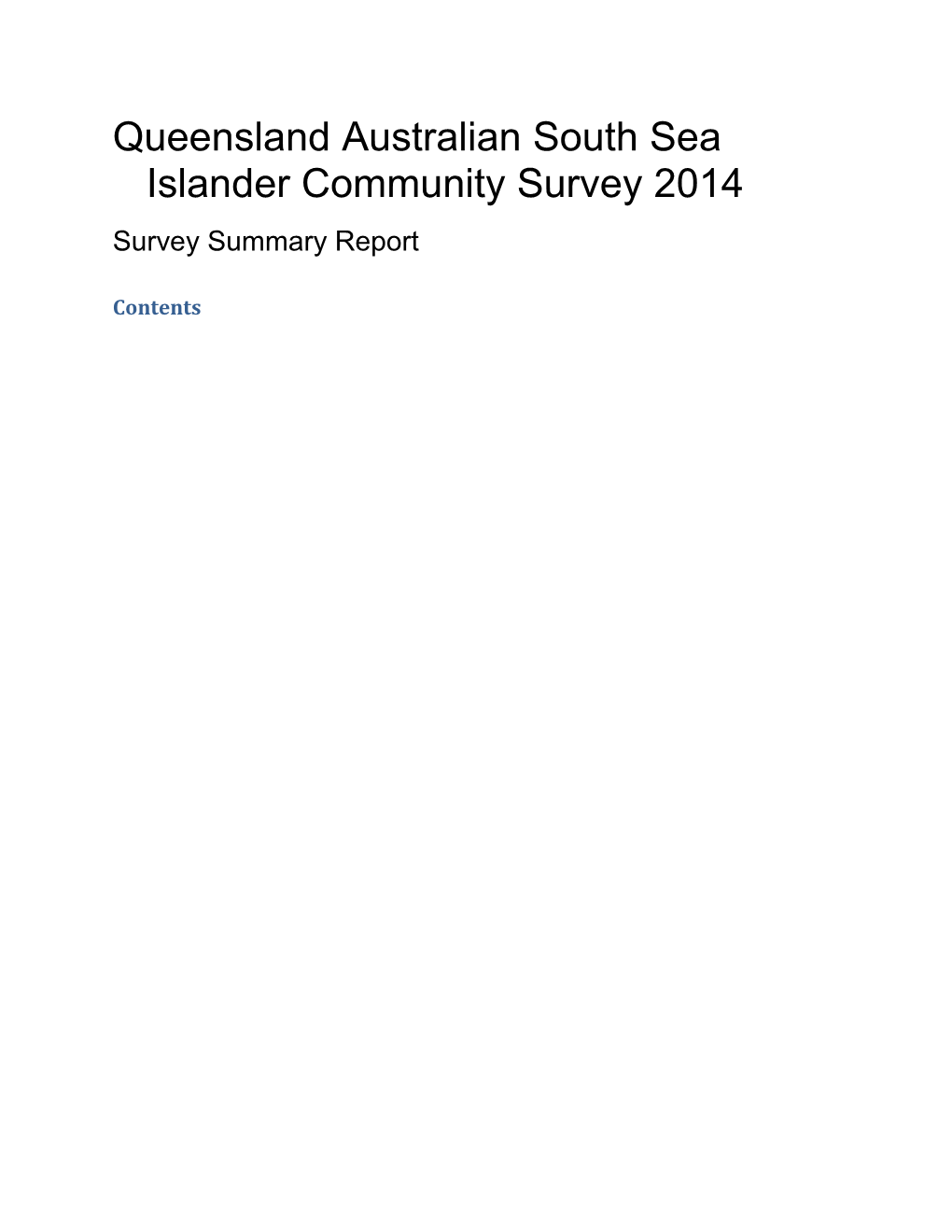 ASSI Community Survey Report