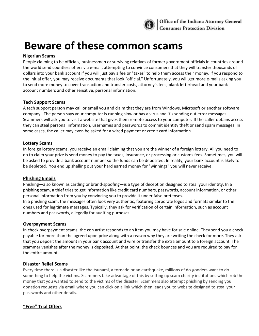 Beware of These Common Scams