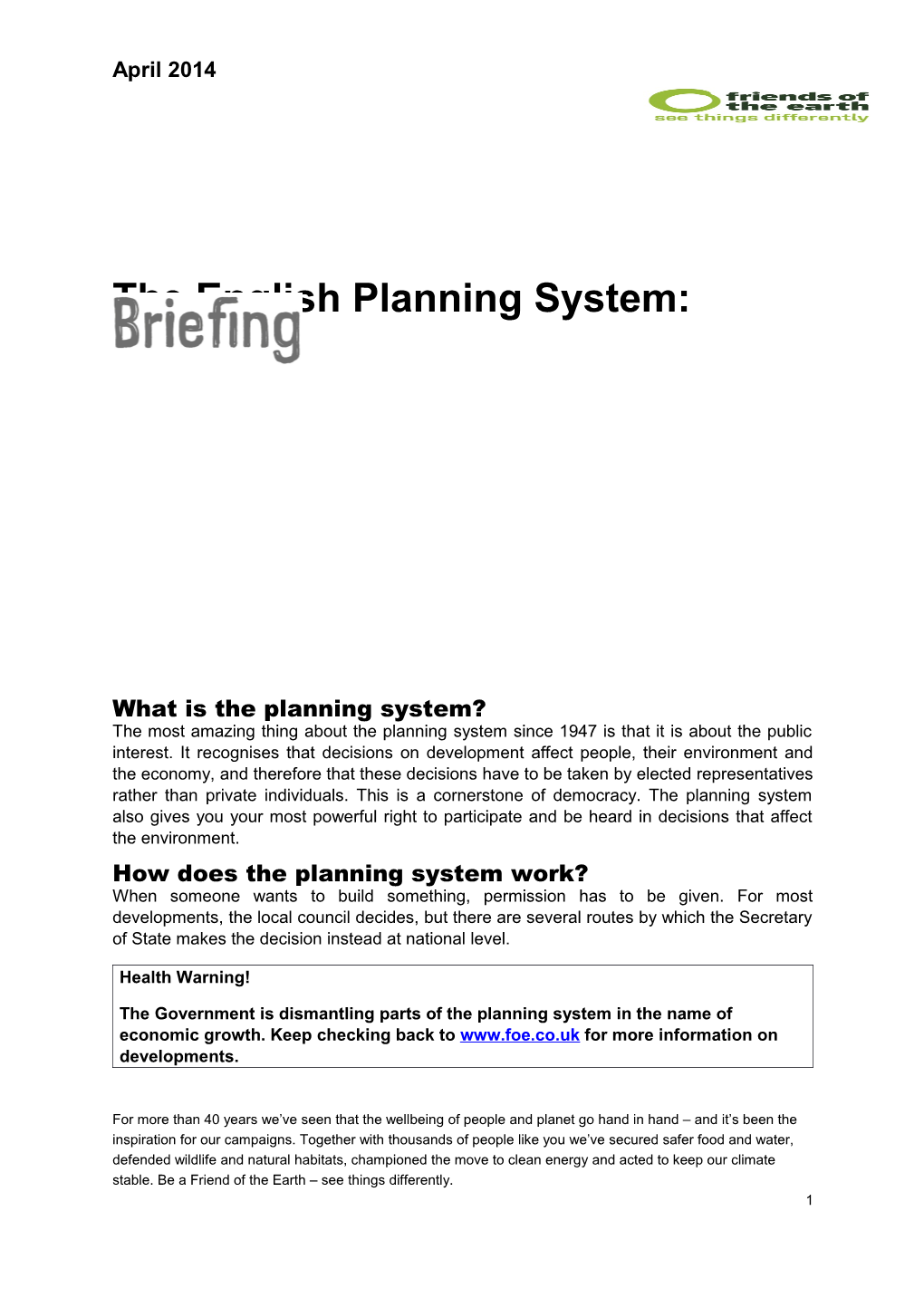 English Planning System