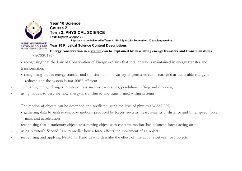 Term 3: PHYSICAL SCIENCE