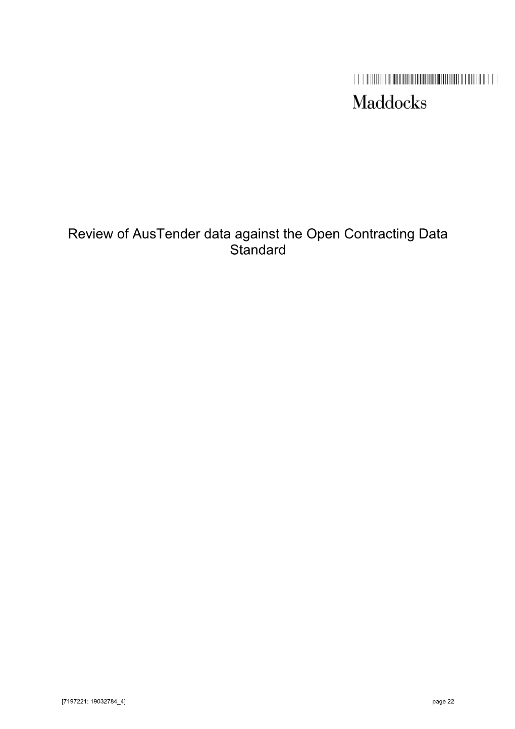 Review of Austender Data Against the Open Contracting Data Standard