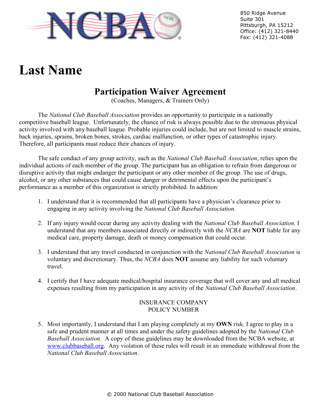 Participation Waiver Agreement
