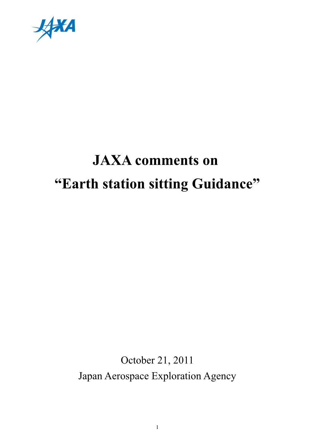 IFC27/2011 - Submission by Japan Aerospace Exploration Agency (JAXA)