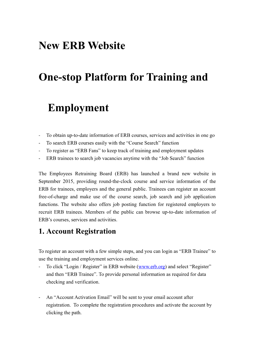 New ERB Website (Leaflet for Trainees) (October 2015) Leaflet