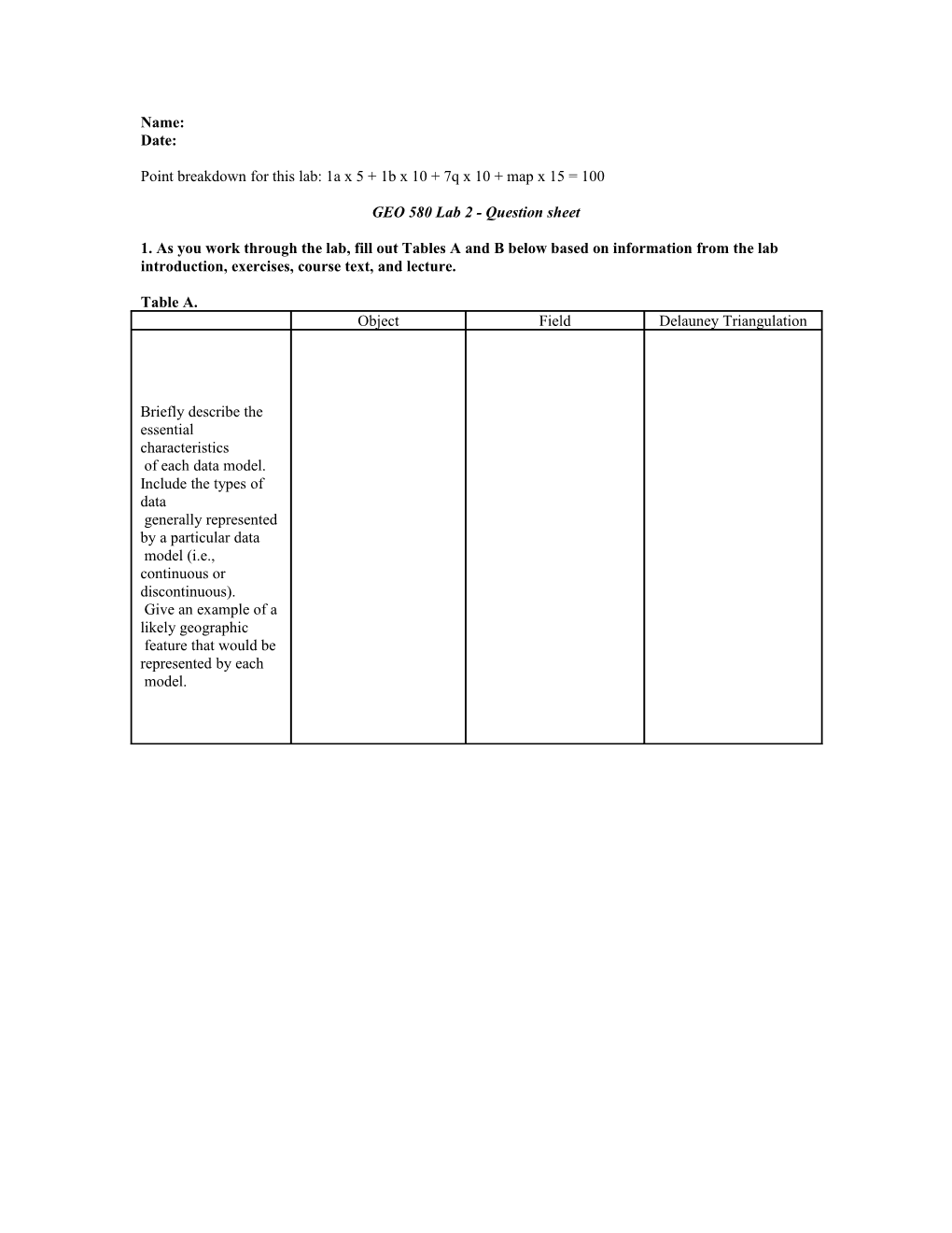 Lab 2 - Question Sheet