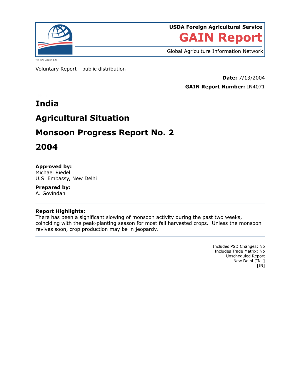 Voluntary Report - Public Distribution s23
