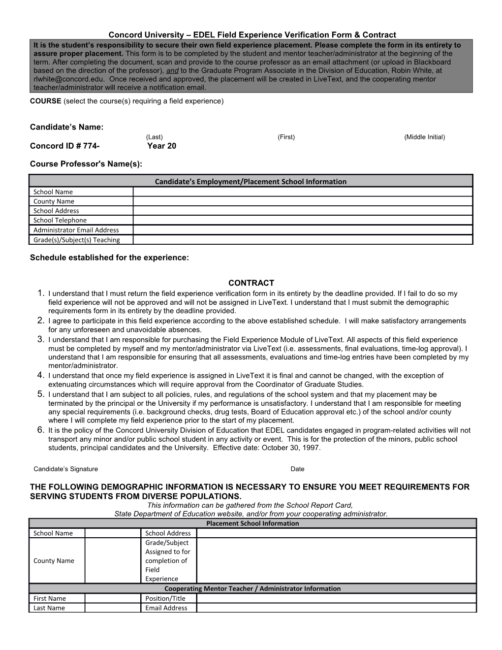 EDEL Field Exp Contract