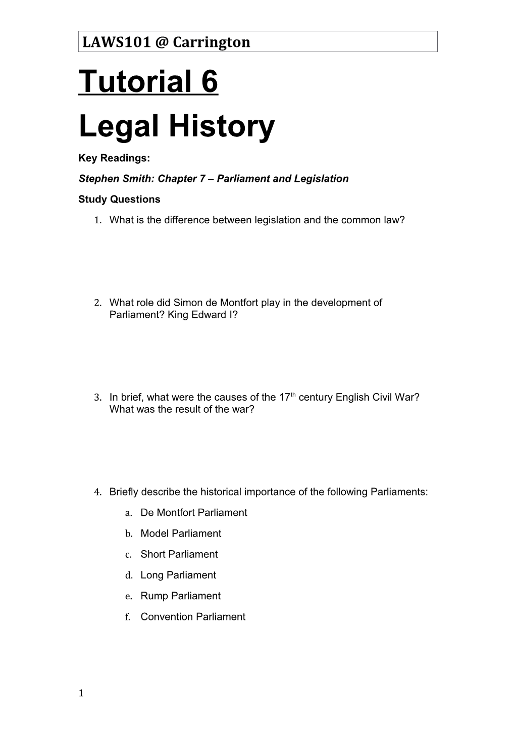 Stephen Smith: Chapter 7 Parliament and Legislation