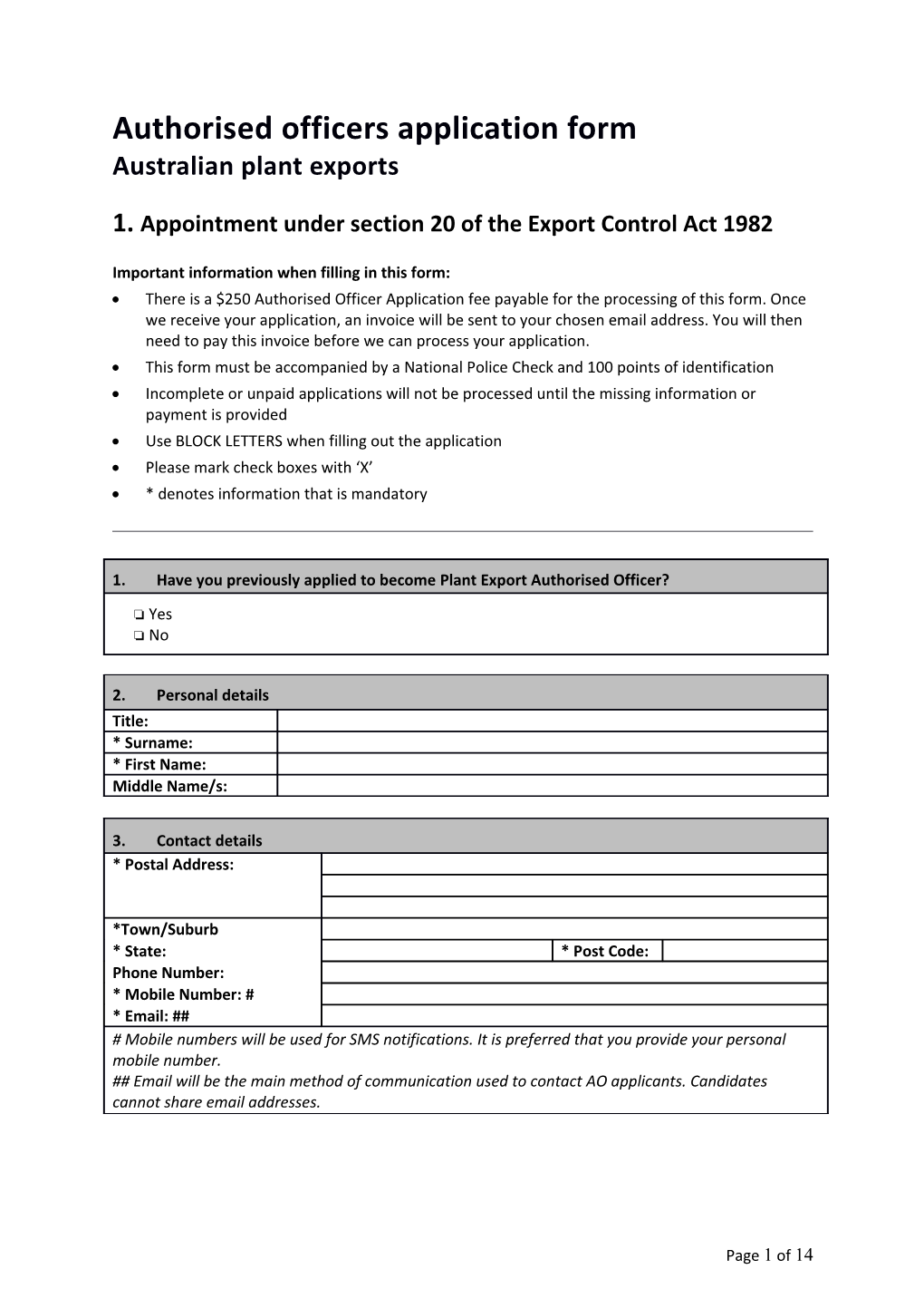 Authorised Officers Application Form