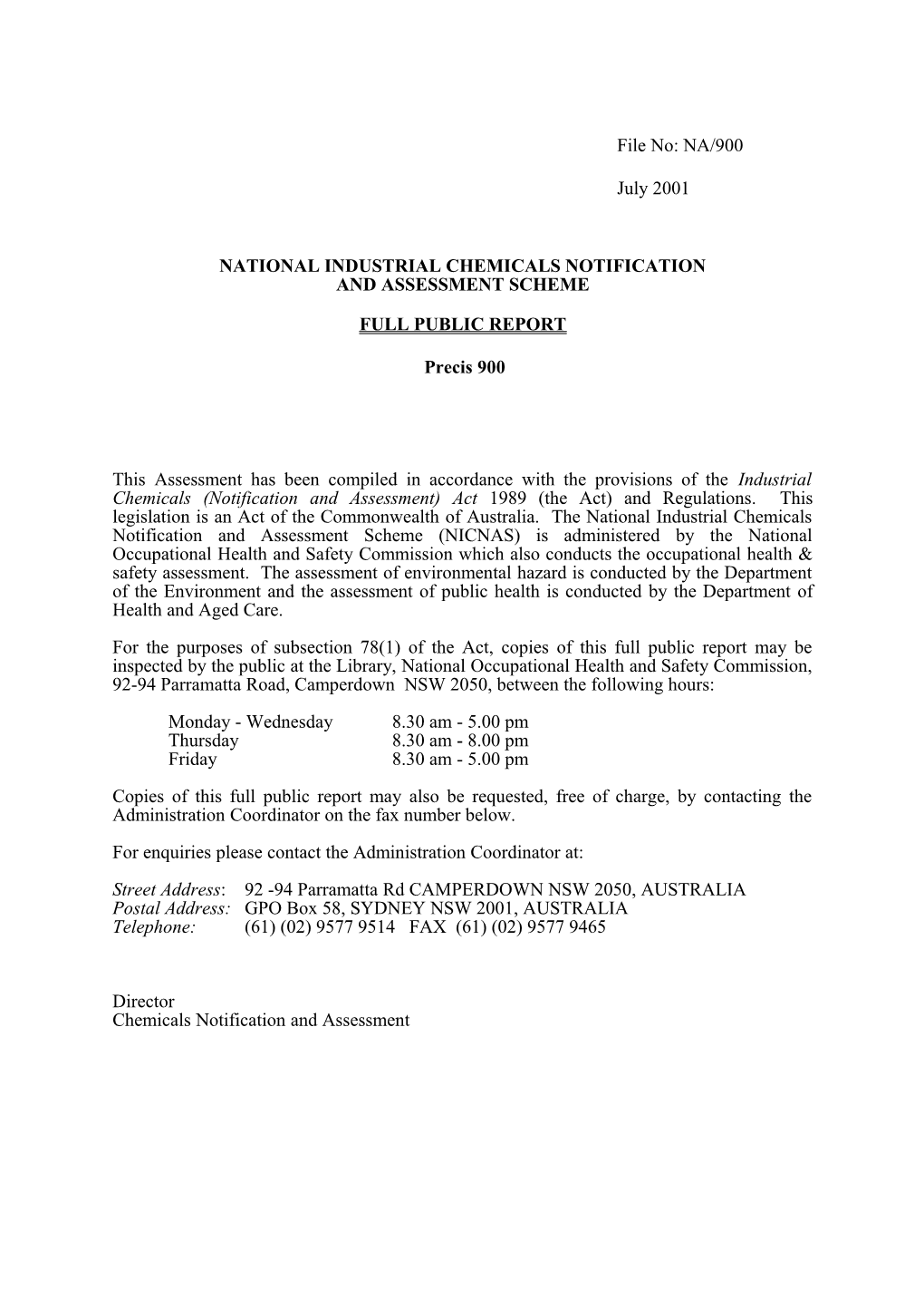 National Industrial Chemicals Notification