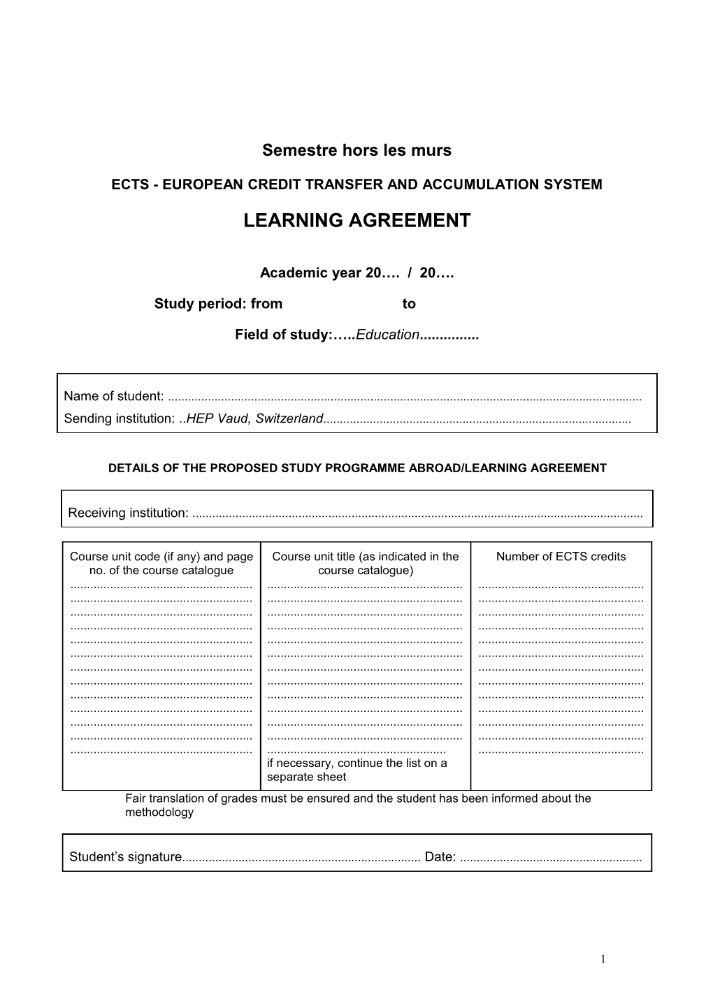 Ects - European Credit Transfer and Accumulation System s1