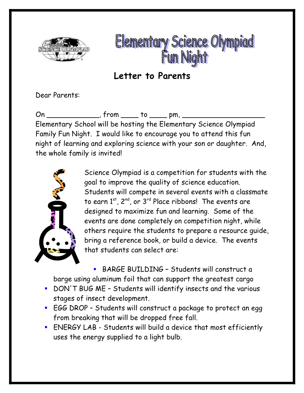 Letter to Parents