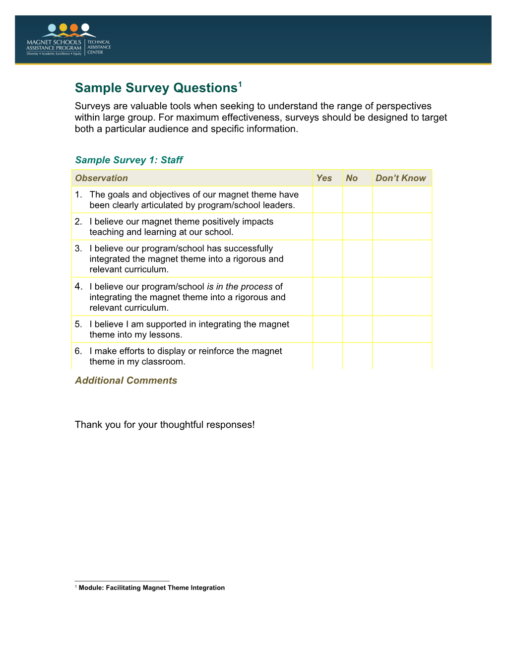 Sample Survey Questions