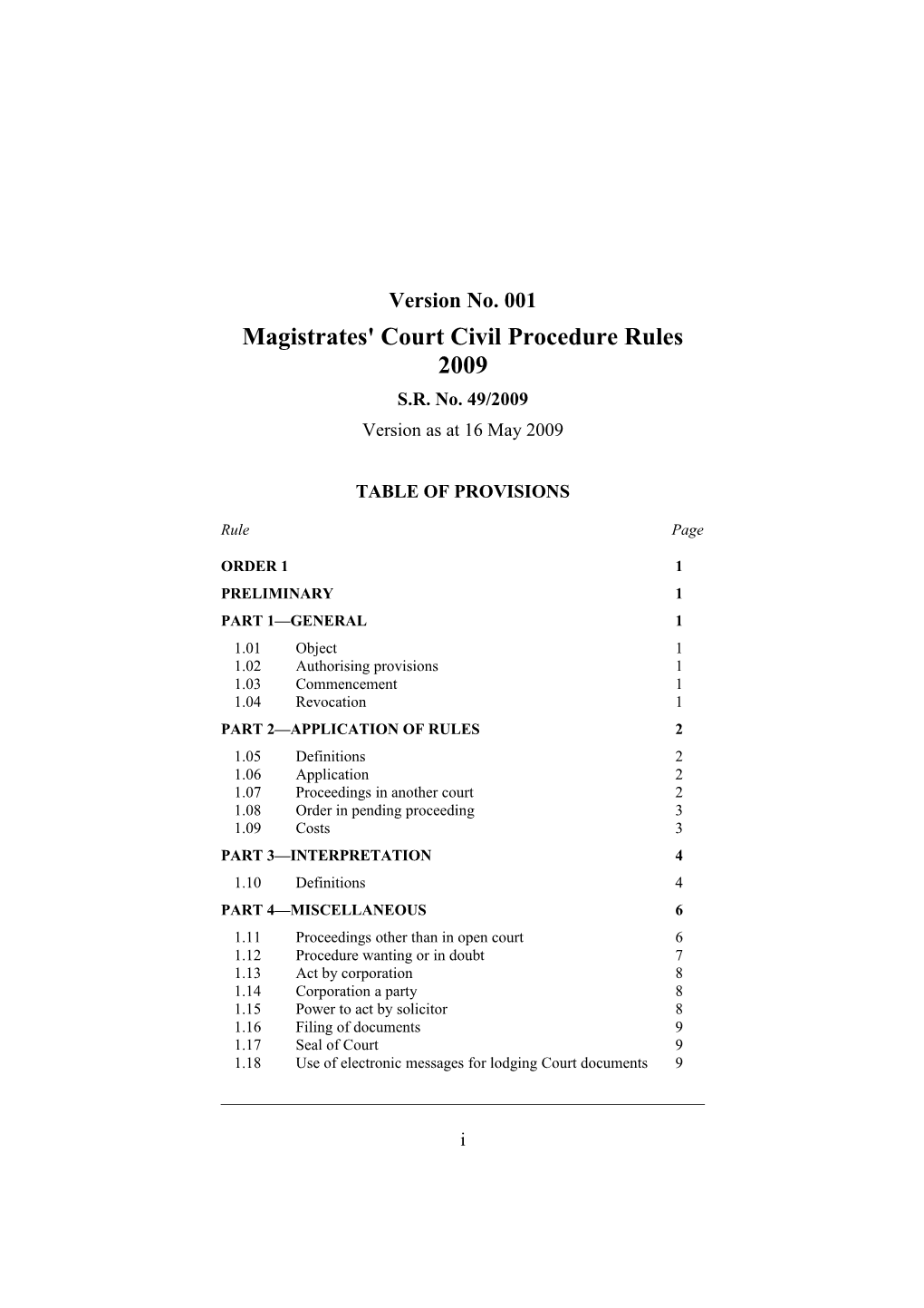 Magistrates' Court Civil Procedure Rules 2009