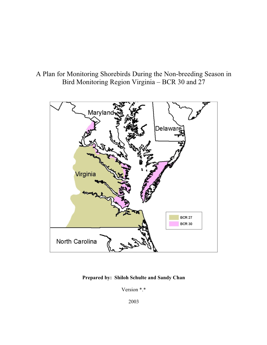 A Plan for Monitoring Shorebirds During the Non-Breeding Season in Bird Monitoring Region