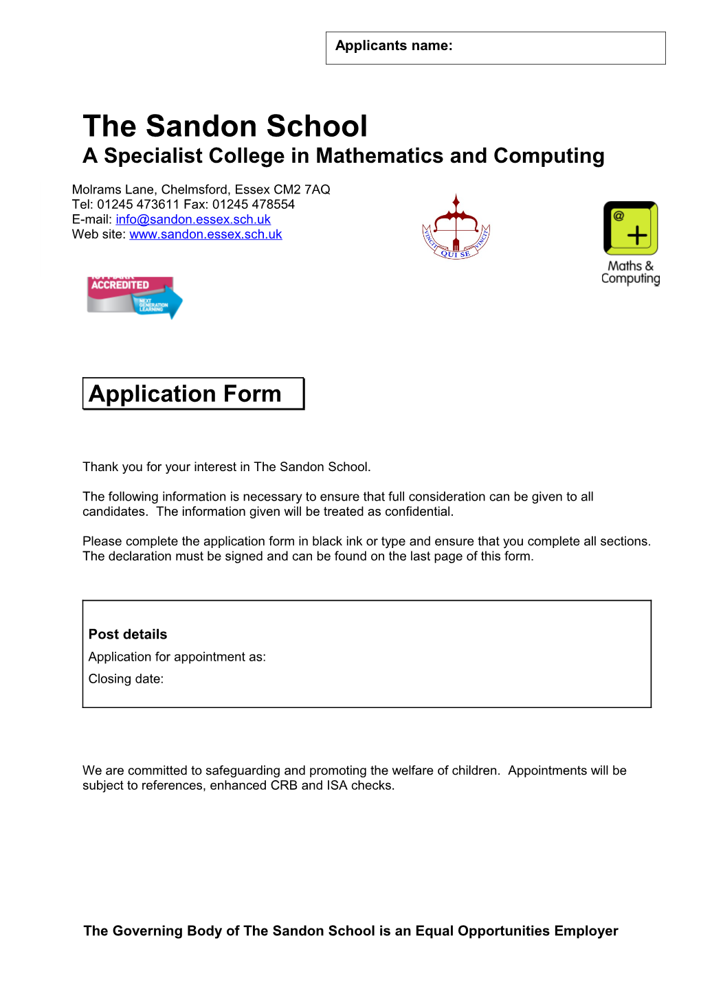 A Specialistcollege in Mathematics and Computing
