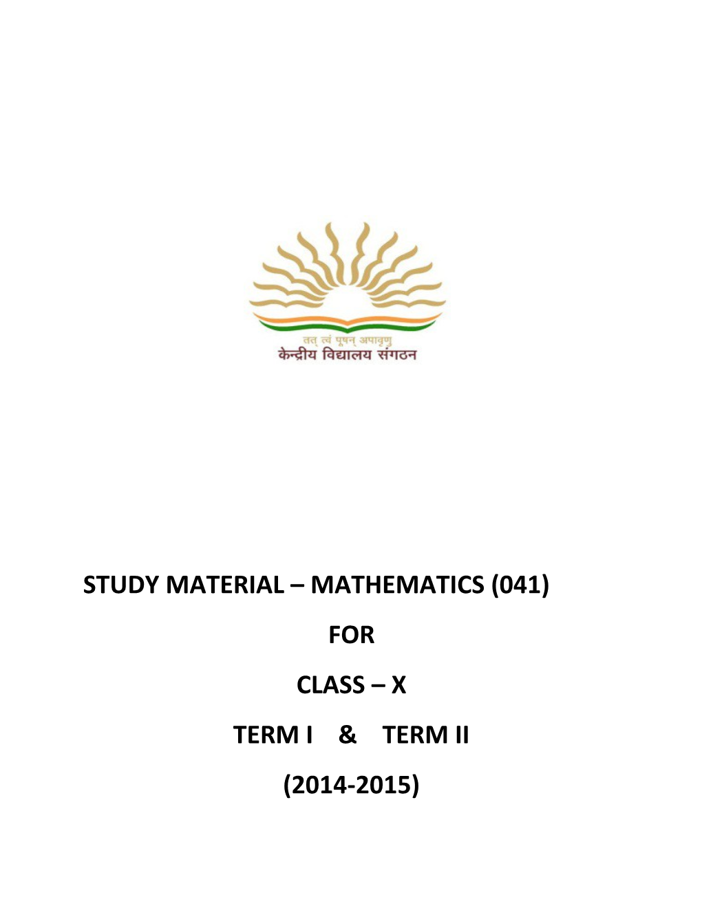 Study Material Mathematics (041)