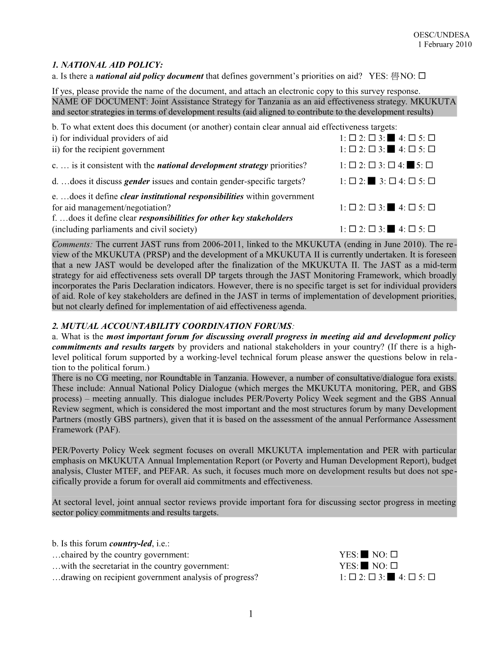 1. National Aid Policy