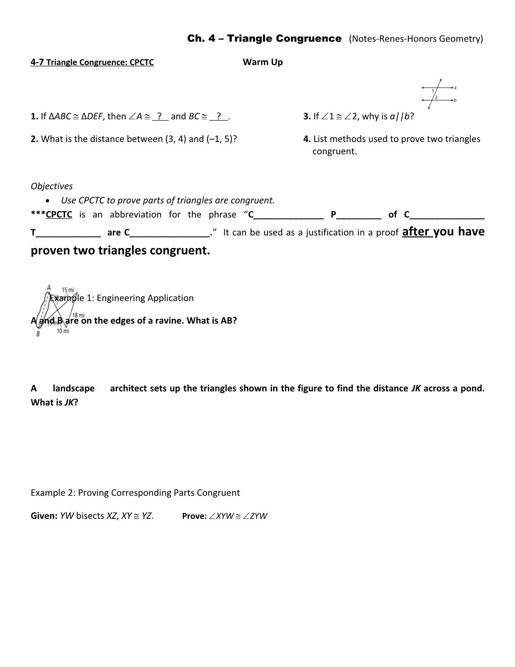 Ch. 4 Triangle Congruence (Notes-Renes-Honors Geometry)