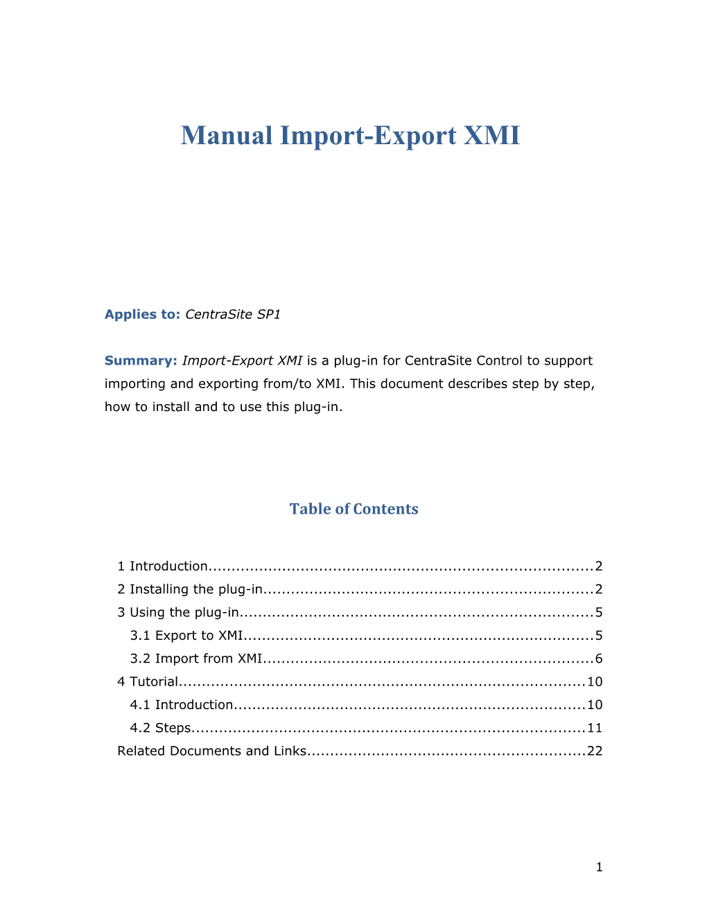 Manual Import-Export XMI