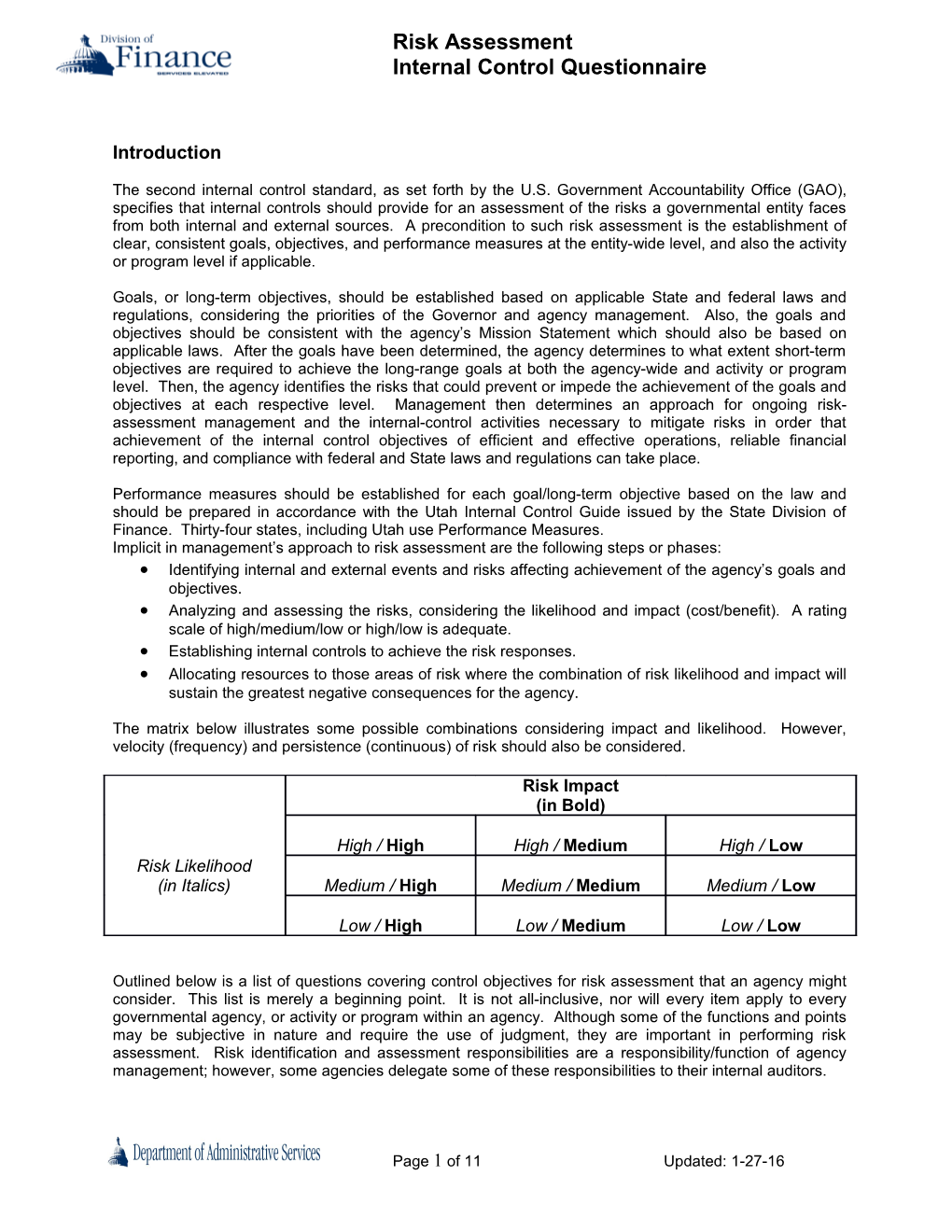 Internal Control Questionnaire