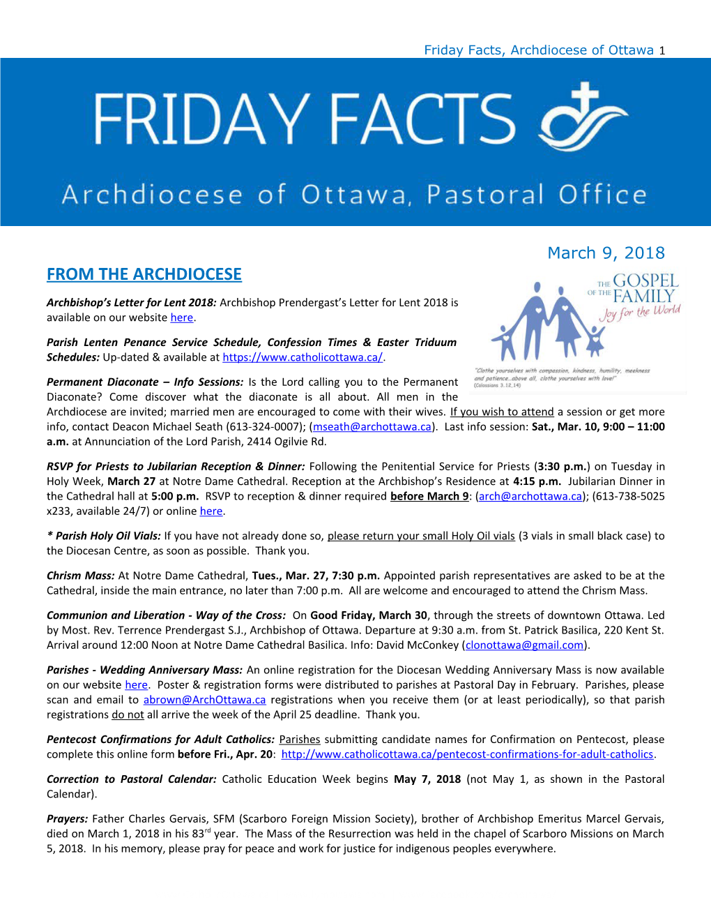Friday Facts, Archdiocese of Ottawa1