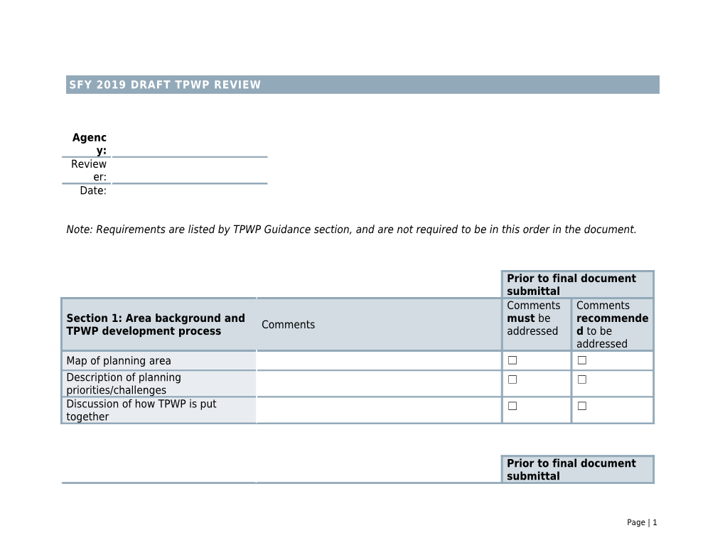 SFY 2019Draft TPWP Review