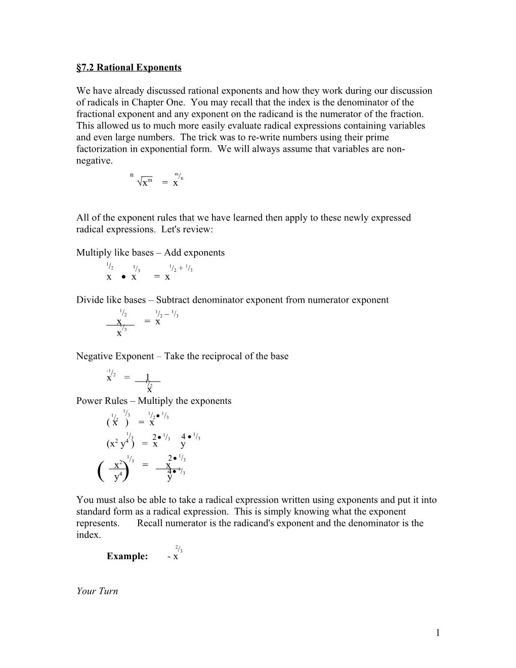 7.2 Rational Exponents