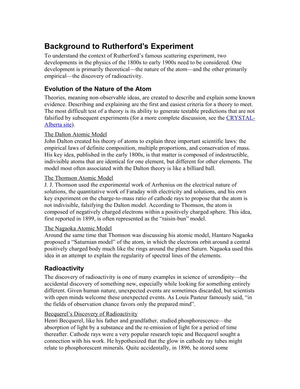 Background to Rutherford S Experiment