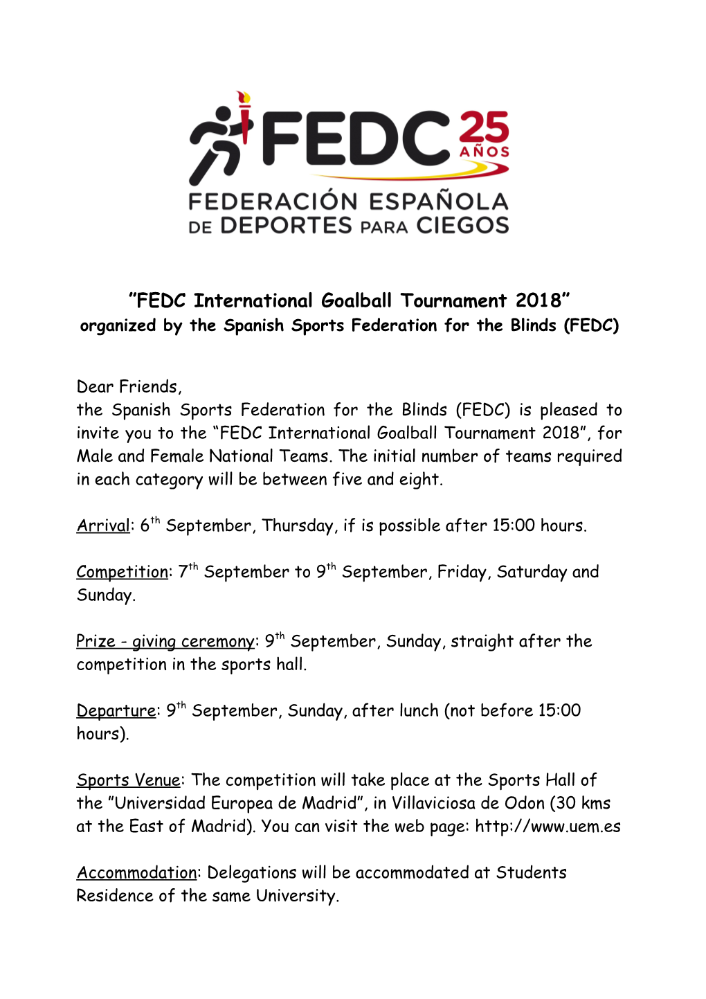 FEDC International Goalball Tournament 2018