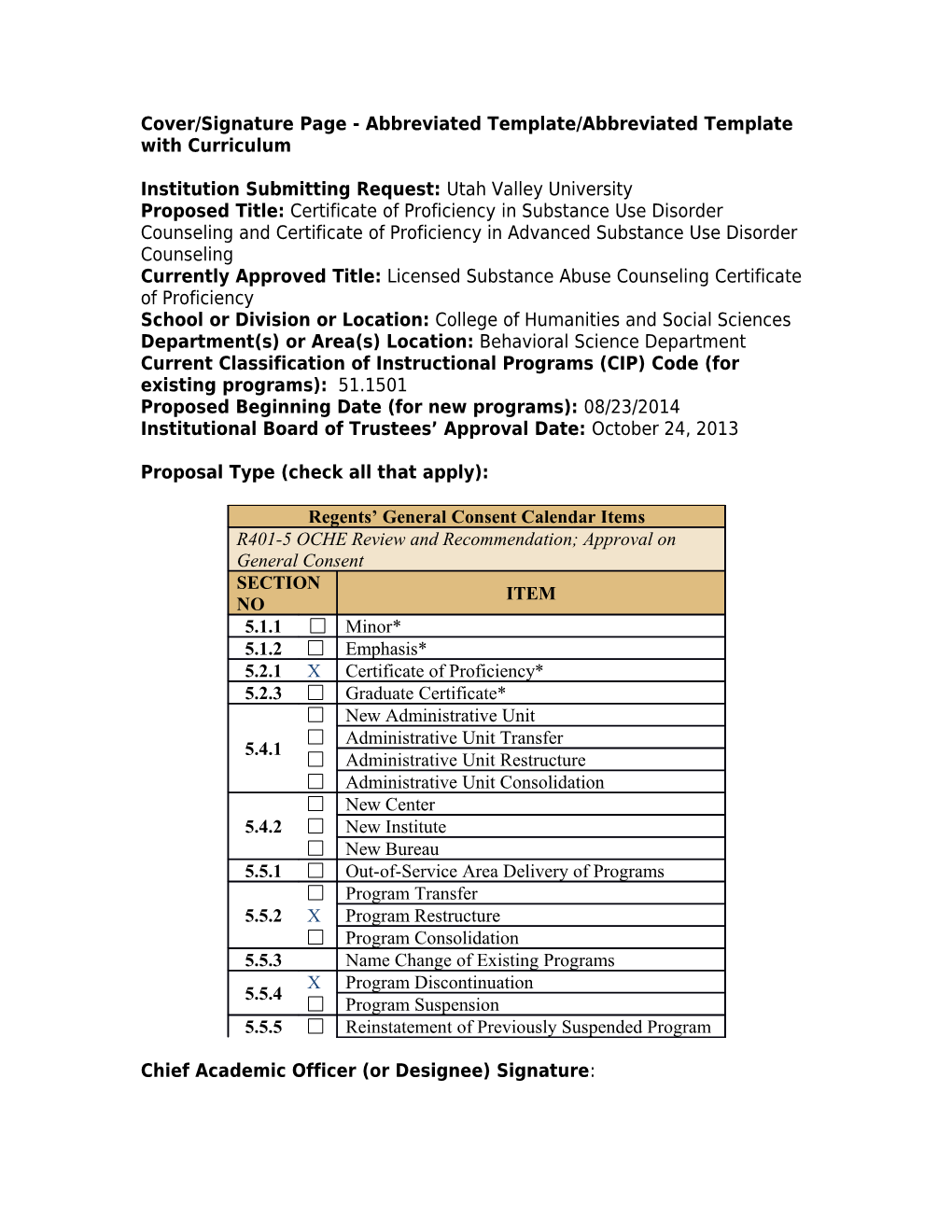 Cover/Signature Page - Abbreviated Template/Abbreviated Template with Curriculum s1