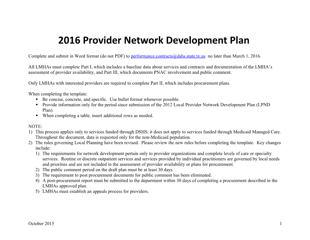 Local Service Plan Guideline