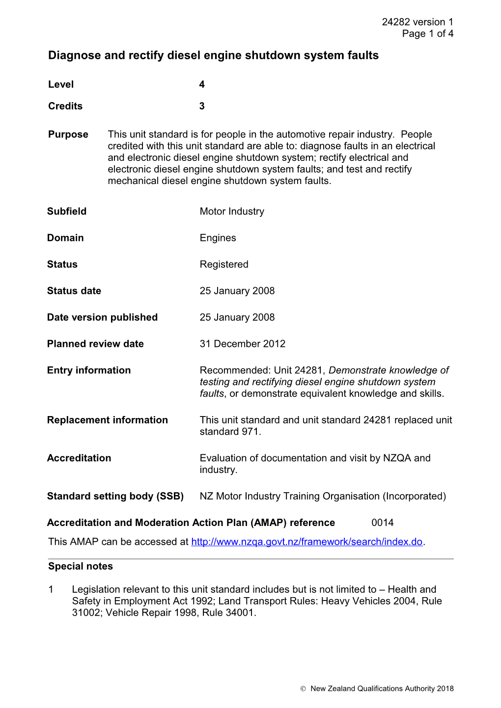 24282 Diagnose and Rectify Diesel Engine Shutdown System Faults