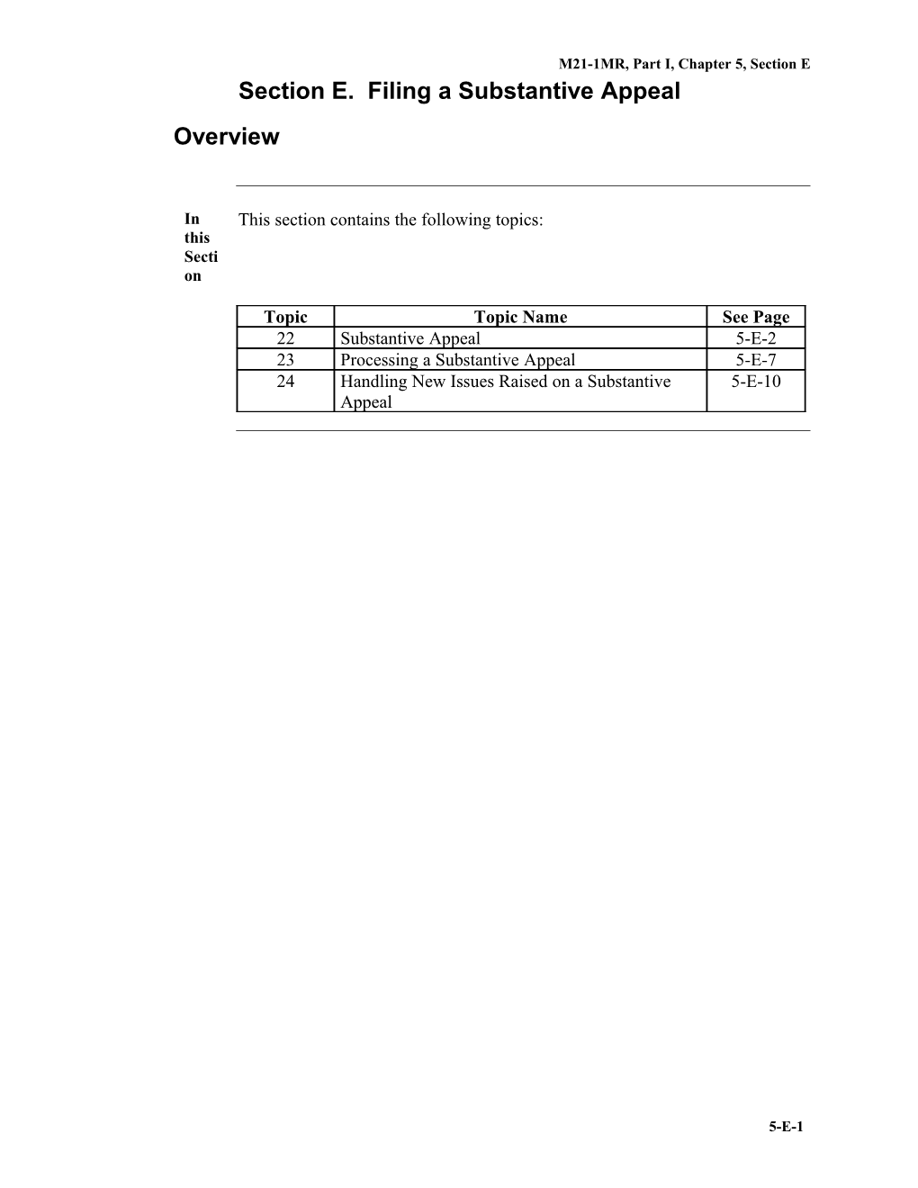 Section E. Filing a Substantive Appeal