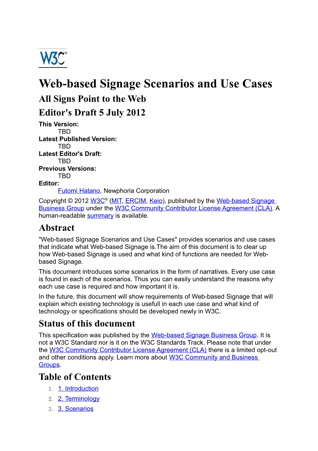 Web-Based Signage Scenarios and Use Cases