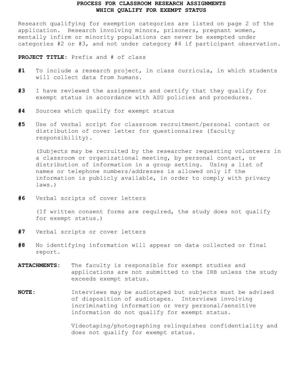 Process for Classroom Research Assignments