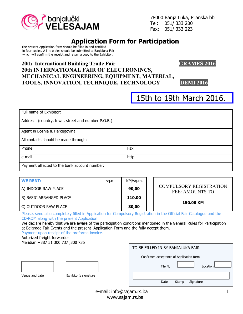 Application Form for Participation